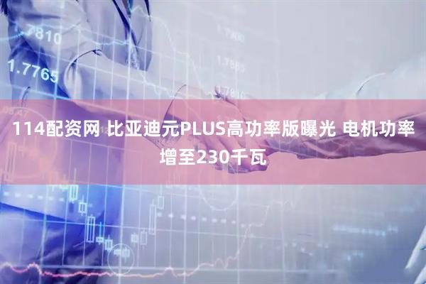 114配资网 比亚迪元PLUS高功率版曝光 电机功率增至230千瓦