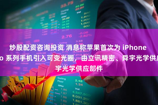 炒股配资咨询投资 消息称苹果首次为 iPhone 18 Pro 系列手机引入可变光圈，由立讯精密、舜宇光学供应部件